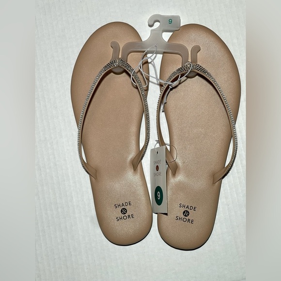 Shade & Shore Beige Sandals with Rhinestone Detail - Picture 1 of 4
